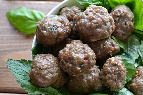 Lamb Meatballs with coconut mint sauce