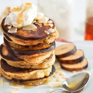 Plantain Pancakes (with coconut cream drizzle)