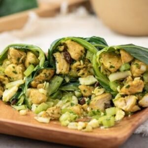 AIP Chicken Salad Wraps in collard greens