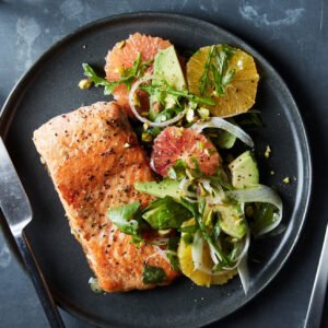 Salmon Cakes with Citrus Slaw