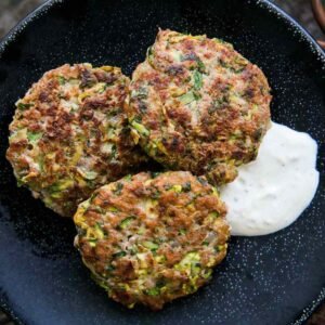Turkey & Zucchini Burgers with steamed broccoli