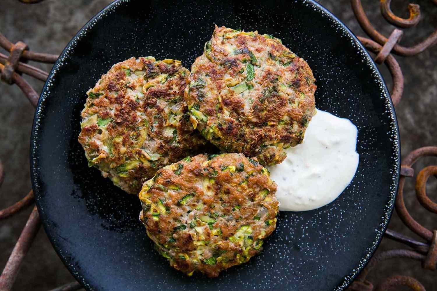 Turkey & Zucchini Burgers with steamed broccoli